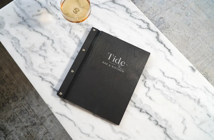 Custom Leather Menu Cover: Wooden Restaurant Menu Holder