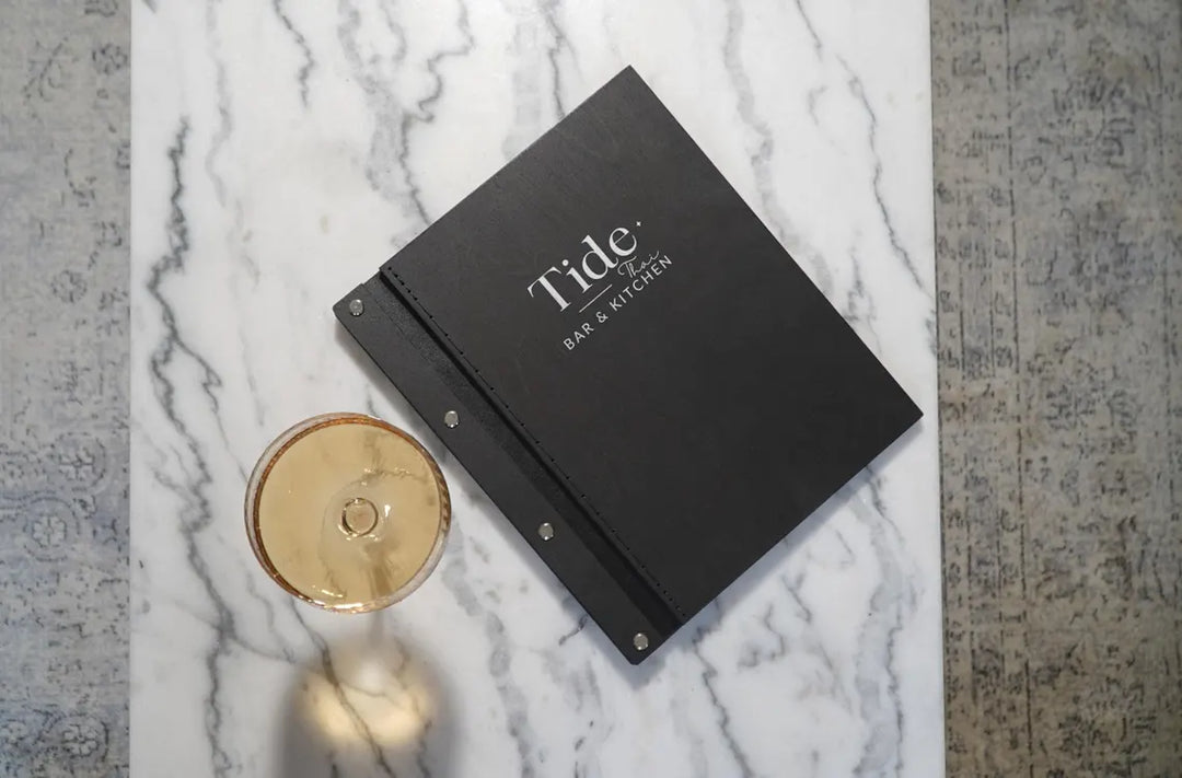 Custom Leather Menu Cover: Wooden Restaurant Menu Holder