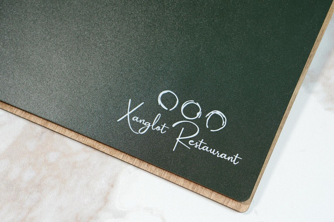 Personalized Wood Menu Cover with Ring Binder - Engraved Logo