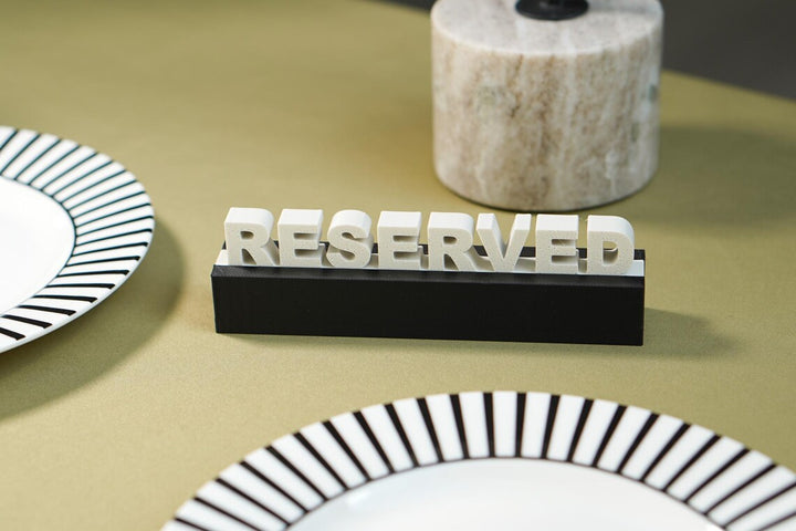 3D Printed Reserved Table Sign: Biodegradable PLA Plastic, Wedding & Event Decor