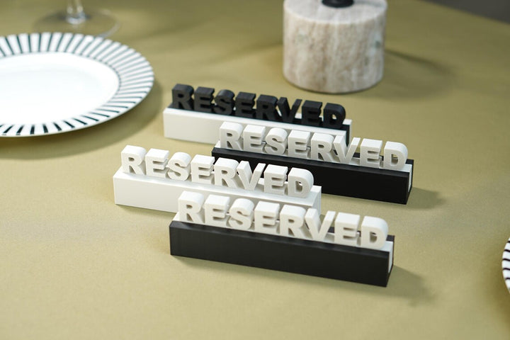 3D Printed Reserved Table Sign: Biodegradable PLA Plastic, Wedding & Event Decor
