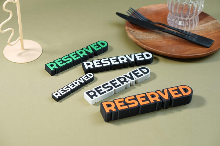 3D Printed Reserved Table Sign: Biodegradable PLA Plastic, Wedding & Event Decor