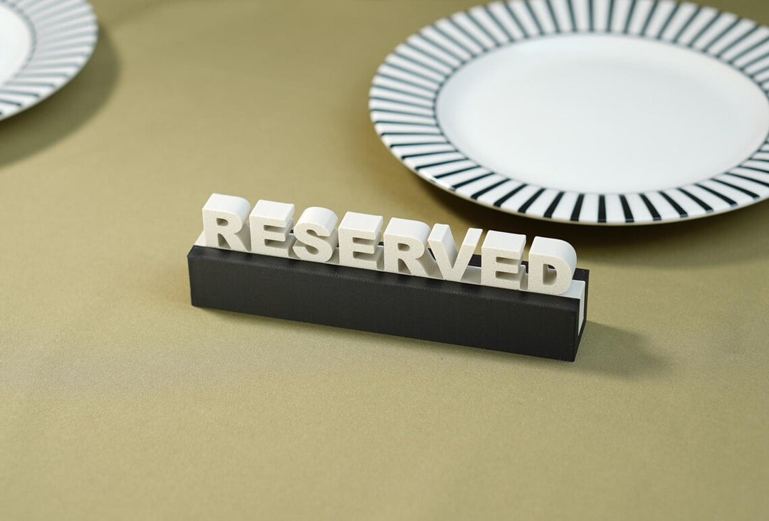 3D Printed Reserved Table Sign: Biodegradable PLA Plastic, Wedding & Event Decor