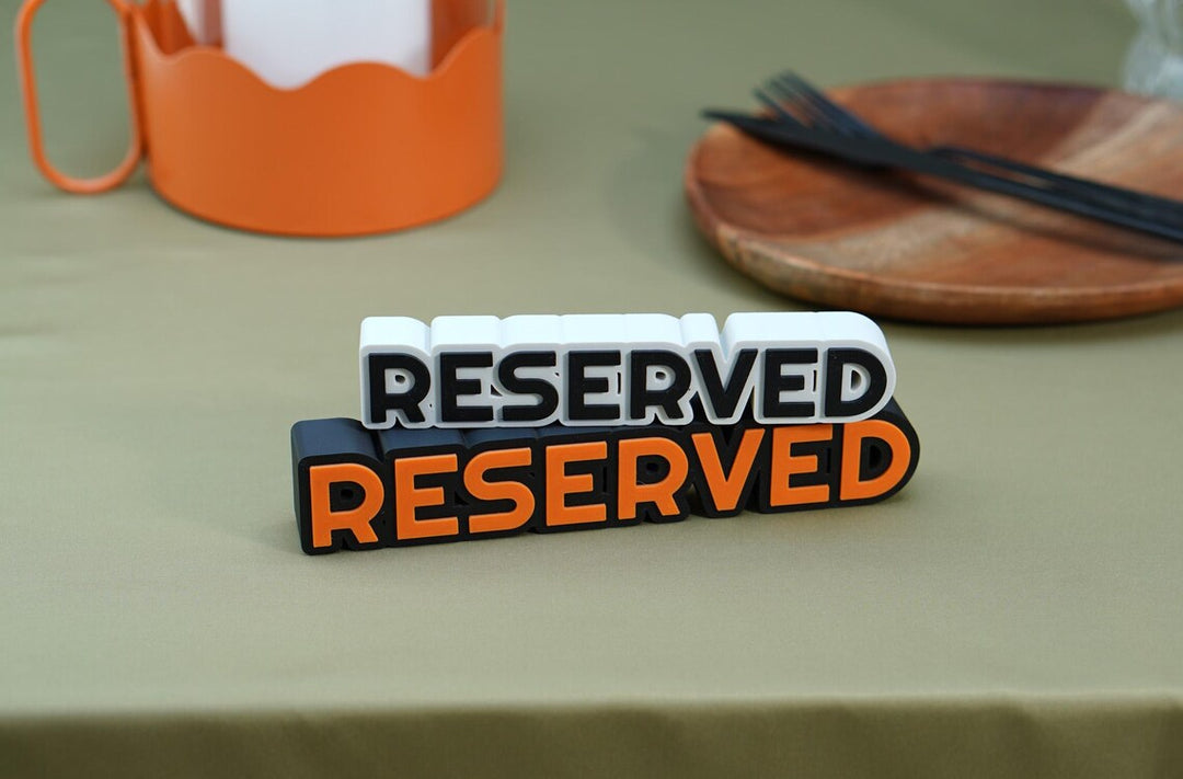 3D Printed Reserved Table Sign: Biodegradable PLA Plastic, Wedding & Event Decor