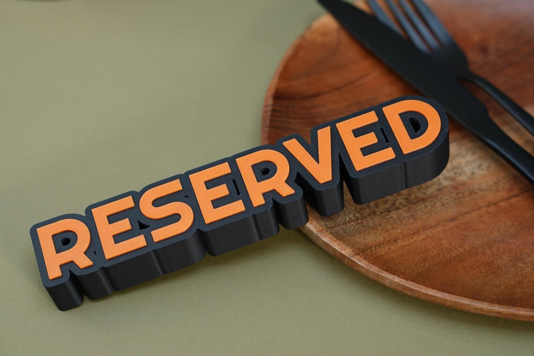 3D Printed Reserved Table Sign: Biodegradable PLA Plastic, Wedding & Event Decor