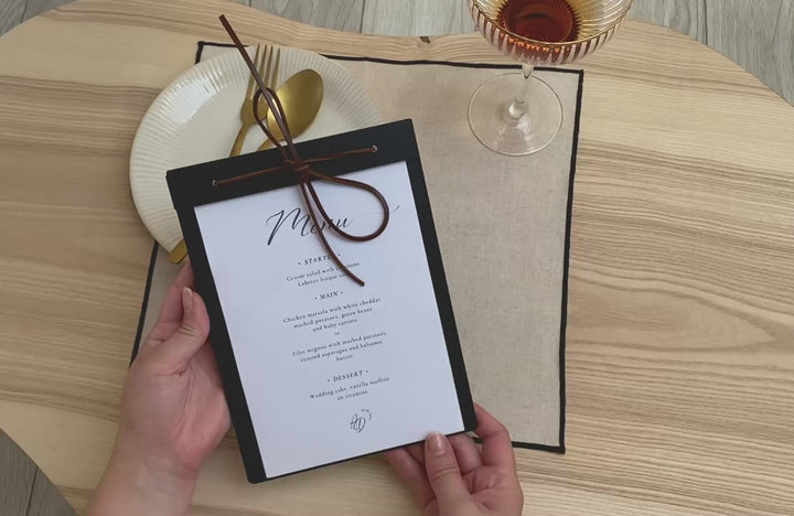 Engraved Wood Menu Holder: Restaurant Cafe Clipboard, Custom Logo