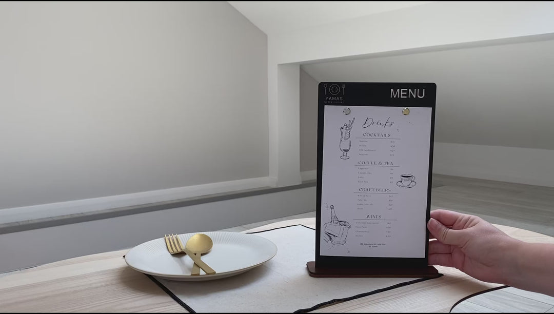 Custom Wood Menu Board Stand: Restaurant Tabletop Menu Holder