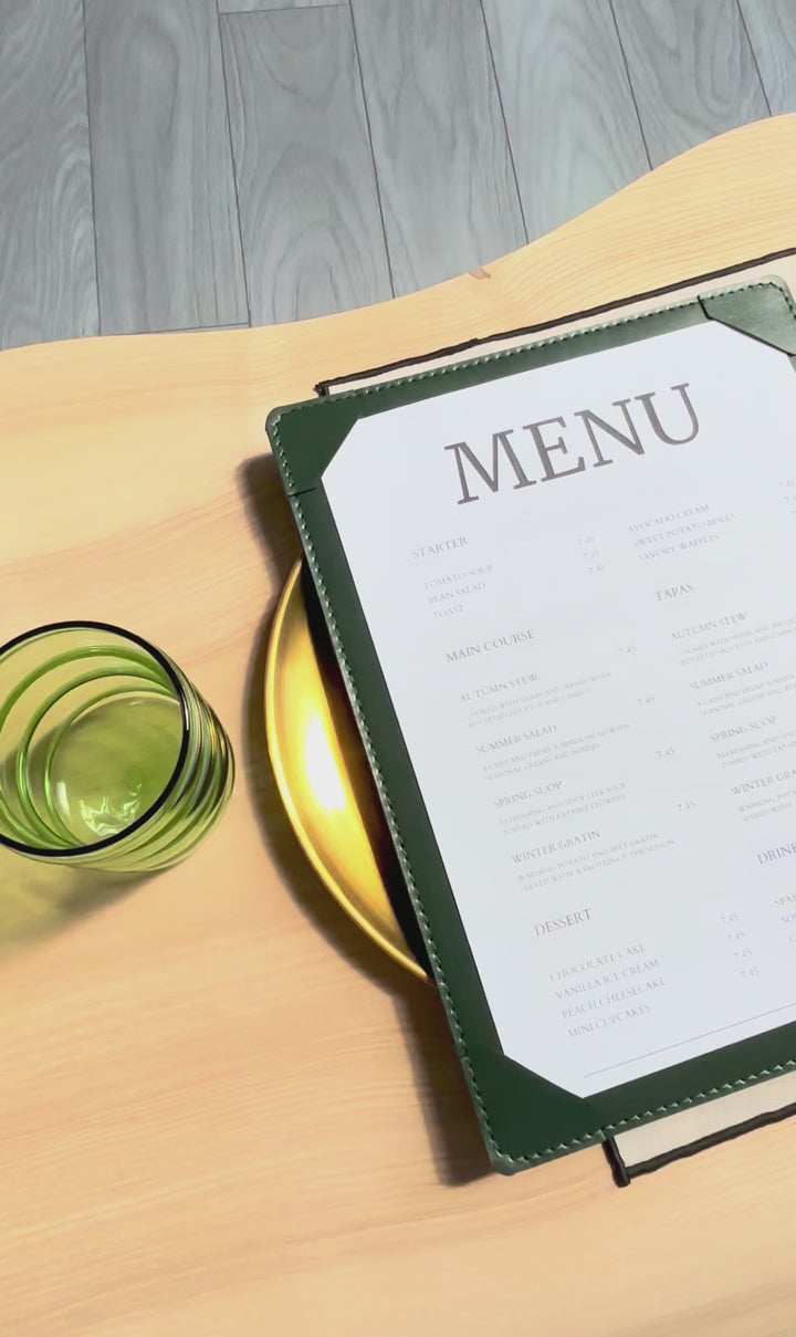 Personalized Leather Menu Holder: Restaurant Drink List Cover