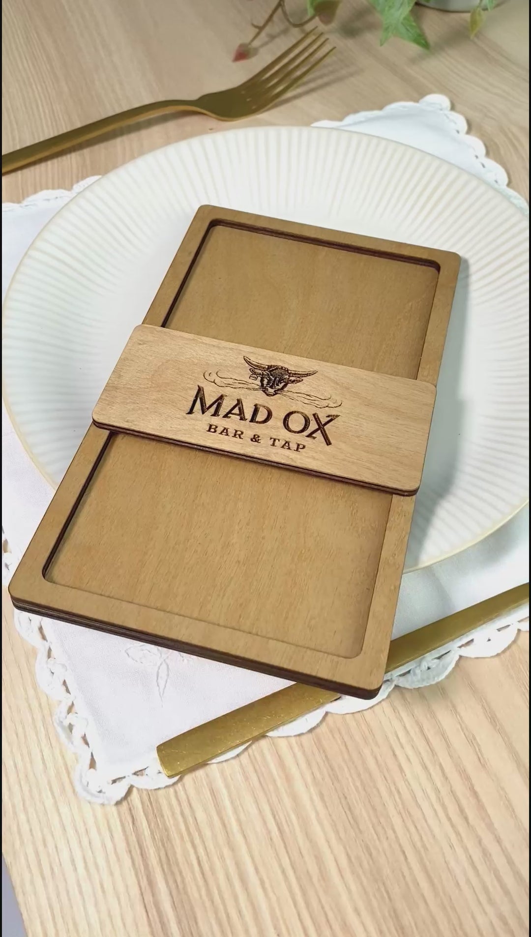 Engraved Wood Check Presenter: Custom Restaurant Bill Holder