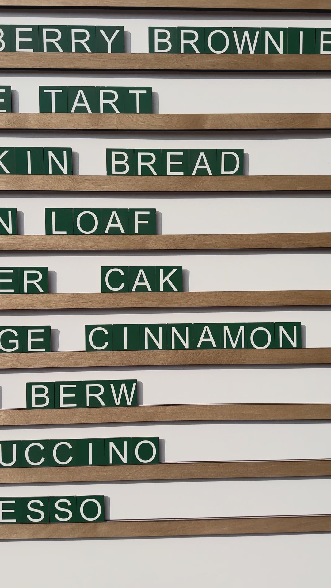 Wall Menu Board with Wooden Rails & Changeable Letters