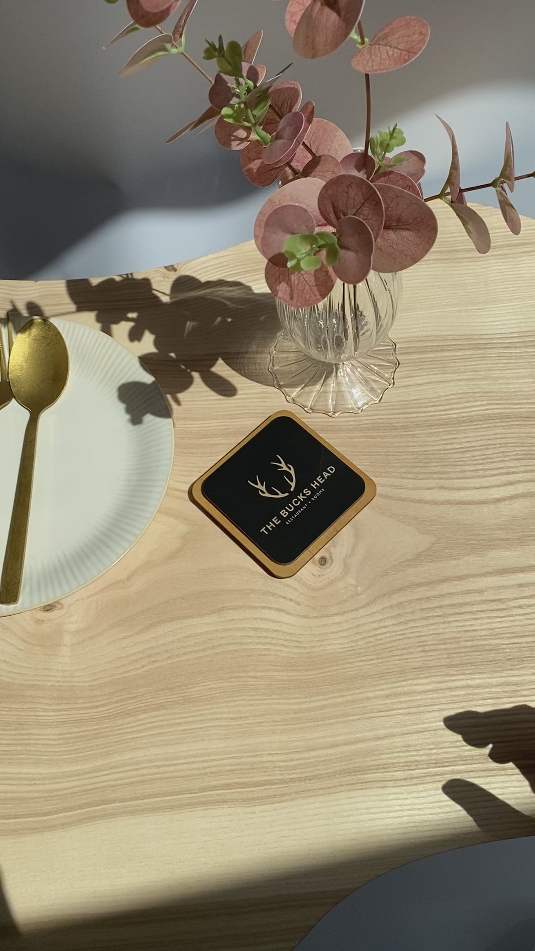 Engraved Wooden QR Code Menu Sign: Personalized Restaurant Table Menu