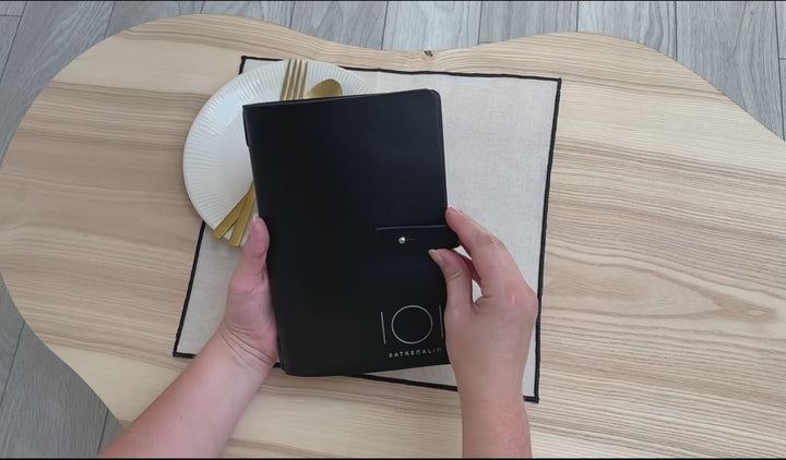 Embossed Logo Leather Menu Folder: Custom Restaurant Menu