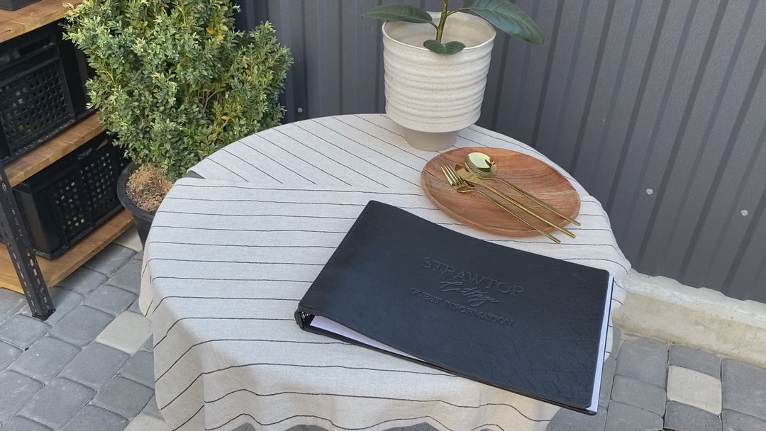 Black Leather Menu Cover: A4 A5 Ring Binder Restaurant Menu