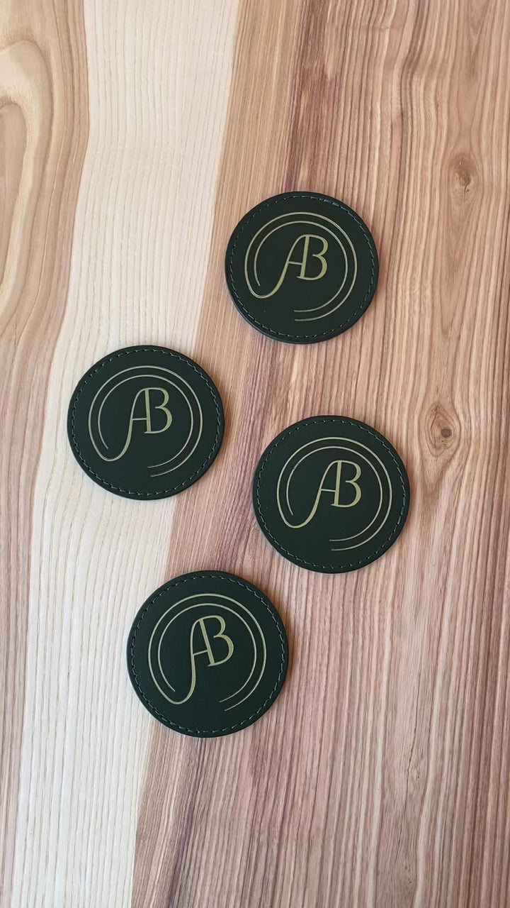 Debossed Leather Coaster Set: Custom Drink Coasters for Bar