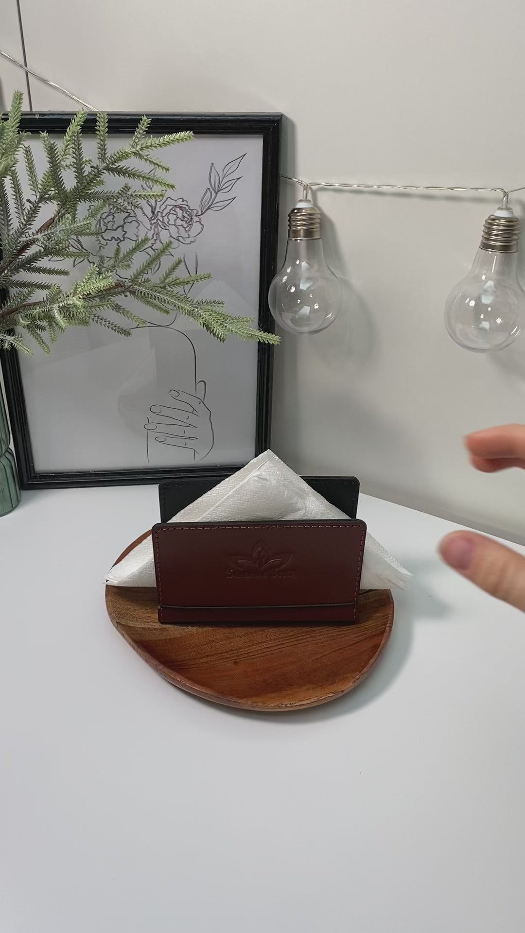 Custom Leather Napkin Holder: Personalized Table Decor, Restaurant Menu