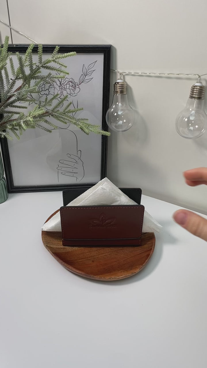 Custom Leather Napkin Holder: Personalized Table Decor, Restaurant Menu