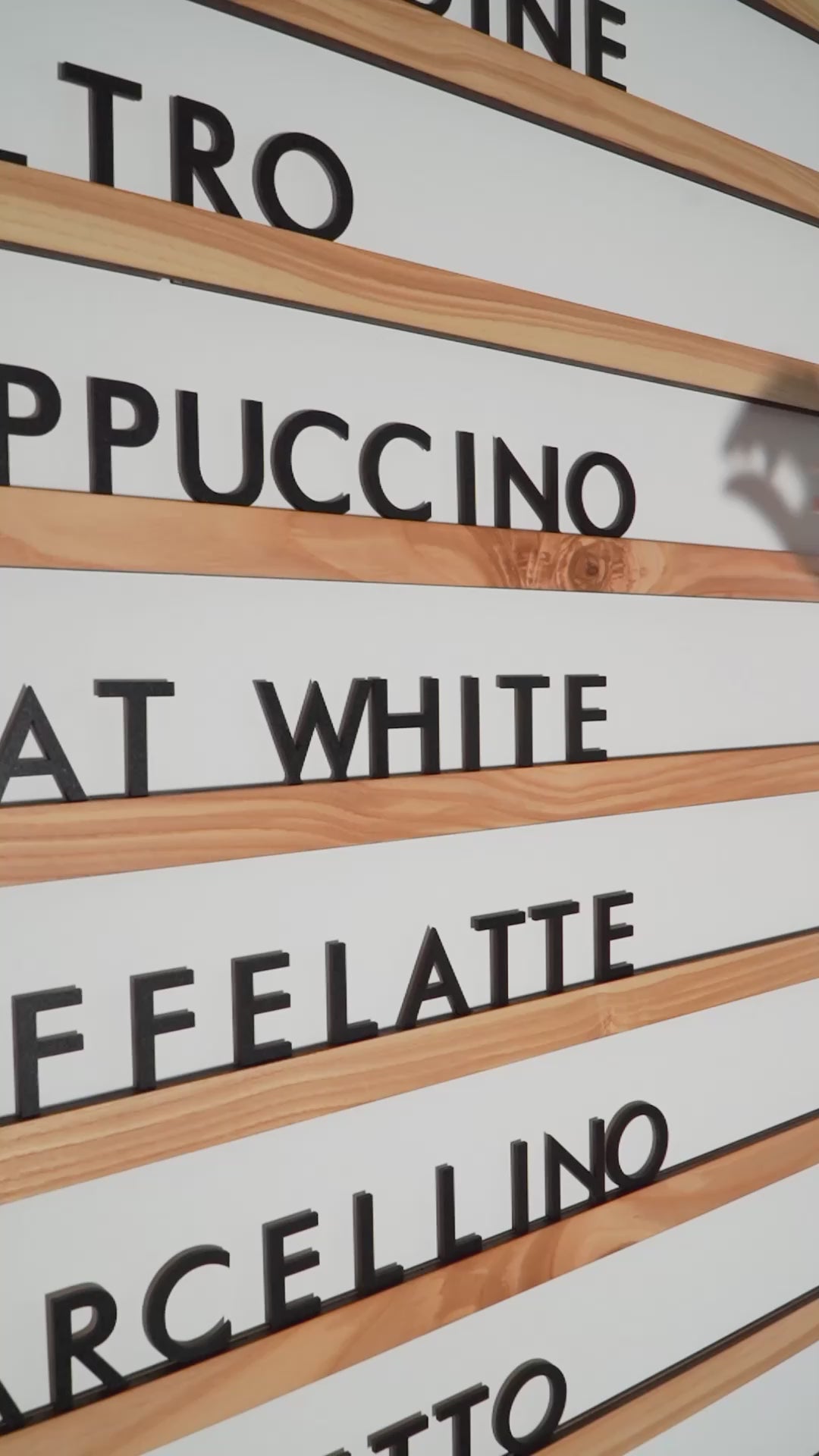 Wall Mounted Menu Board: Wooden Letter Rails for Cafe