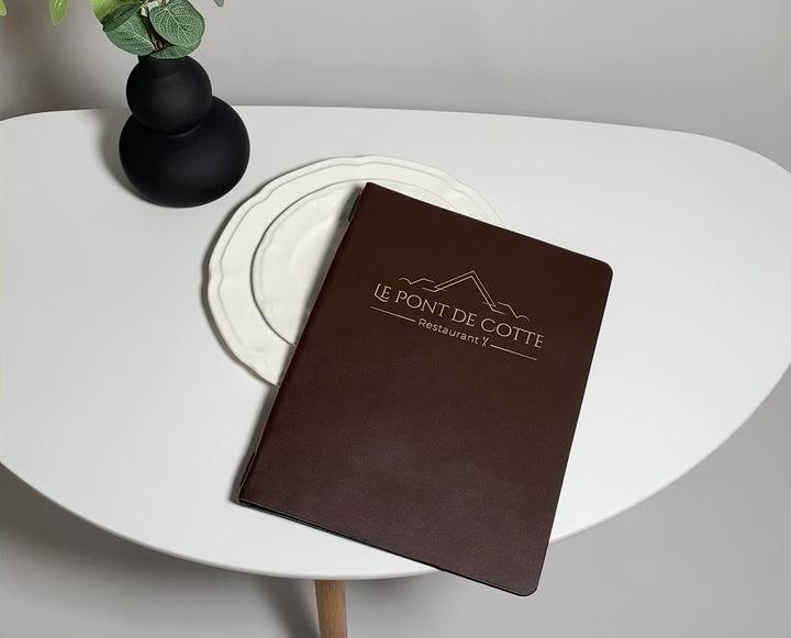Embossed Leather Menu Holder: Letter Size Restaurant Menu Cover
