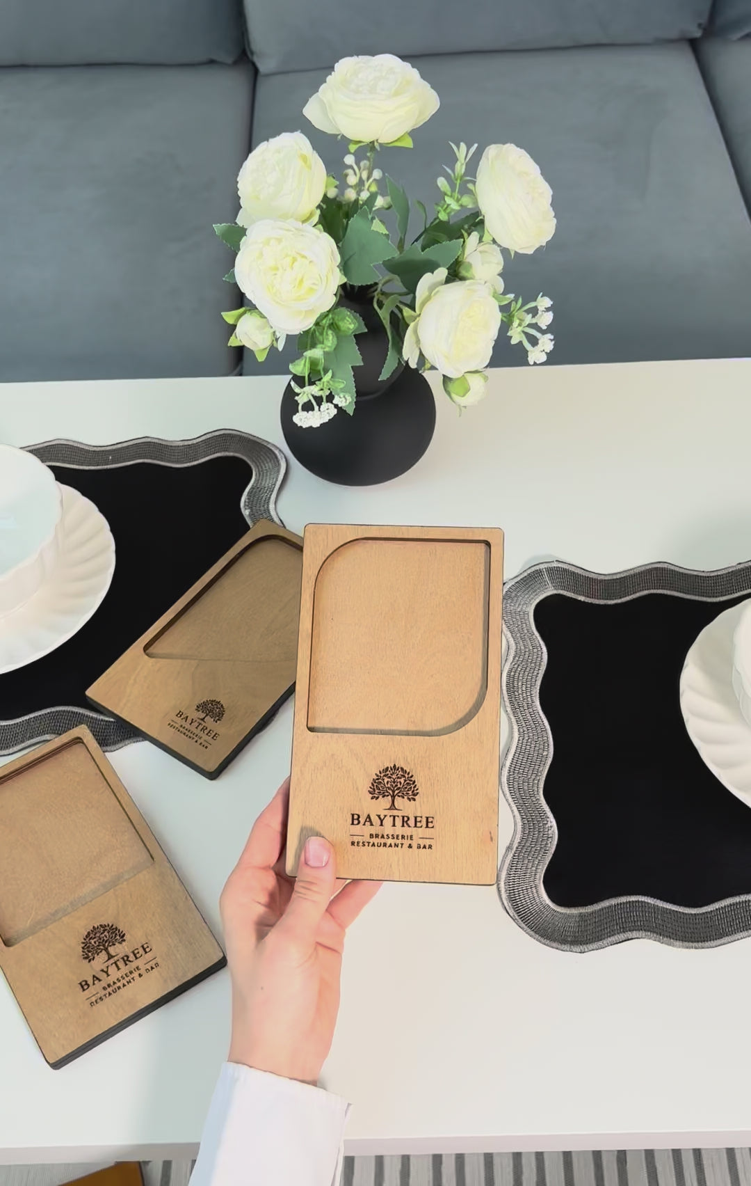 Personalized Wood Check Presenter: Engraved Restaurant Bill Holder