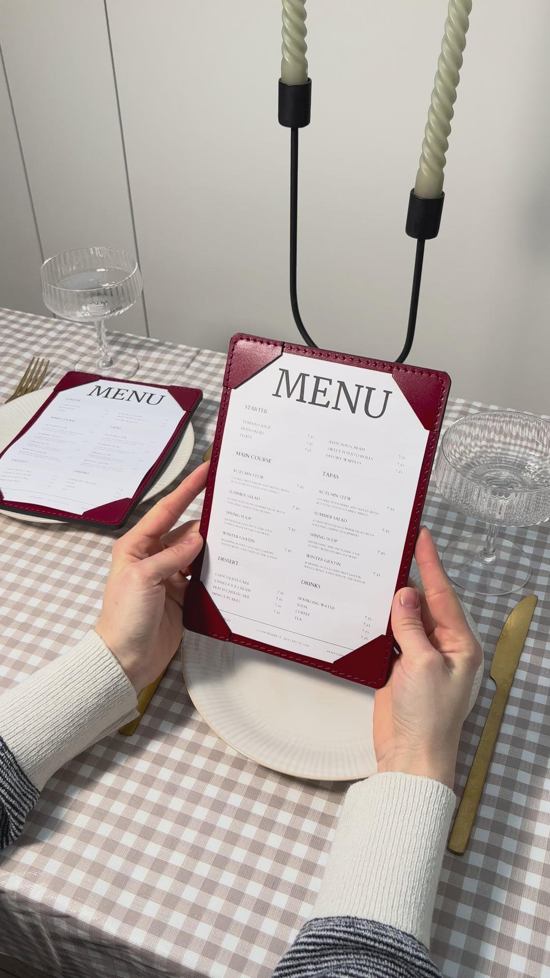 Embossed Logo Leather Menu Holder: Restaurant Menu Folder, A4 A5