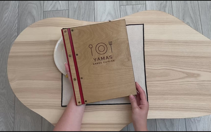Engraved Wooden Menu Folder: Custom Restaurant Cafe Menu