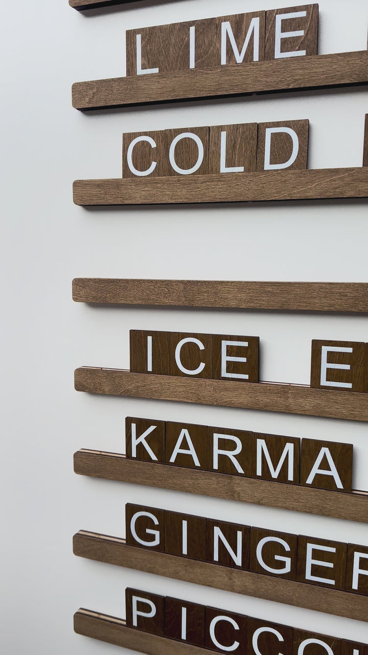 Wooden Wall Menu For Coffee Shop, Changeable Letter for Restaurant Decor, Cafe Price List