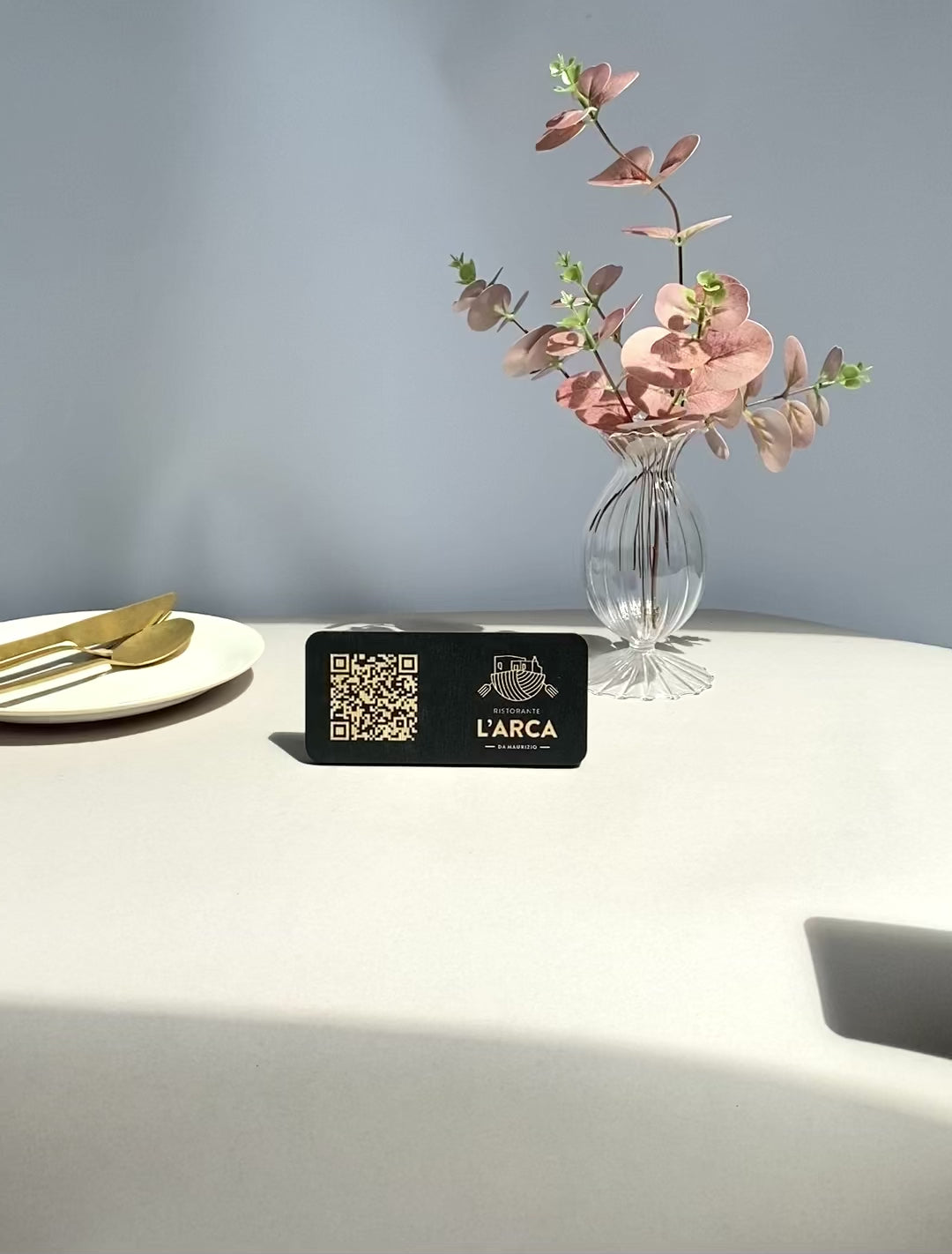 Personalized Wooden QR Code Menu Stand with Logo