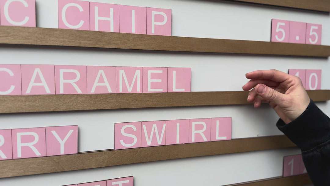 Wooden Wall Menu For Coffee Shop, Pink Cafecito Menu , Changeable Letter for Cafeteria Decor, Cafe Price List