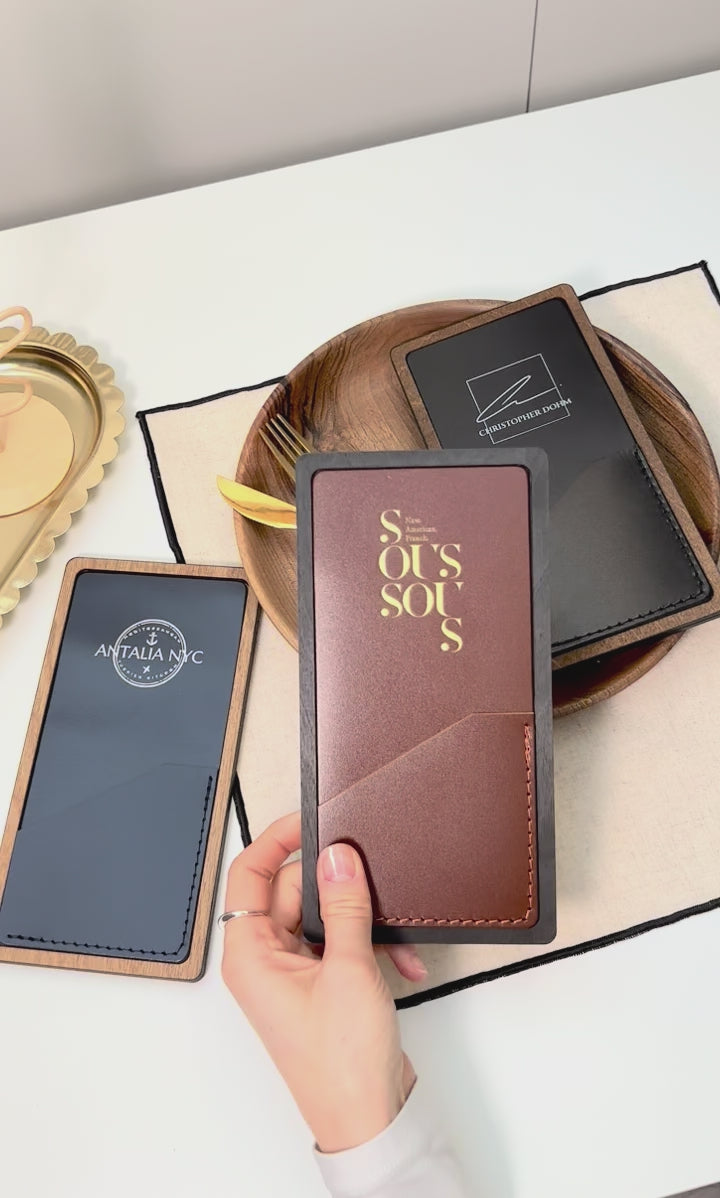 Personalized Wood Guest Check Book: Restaurant Bill Holder, Custom Server Booklet